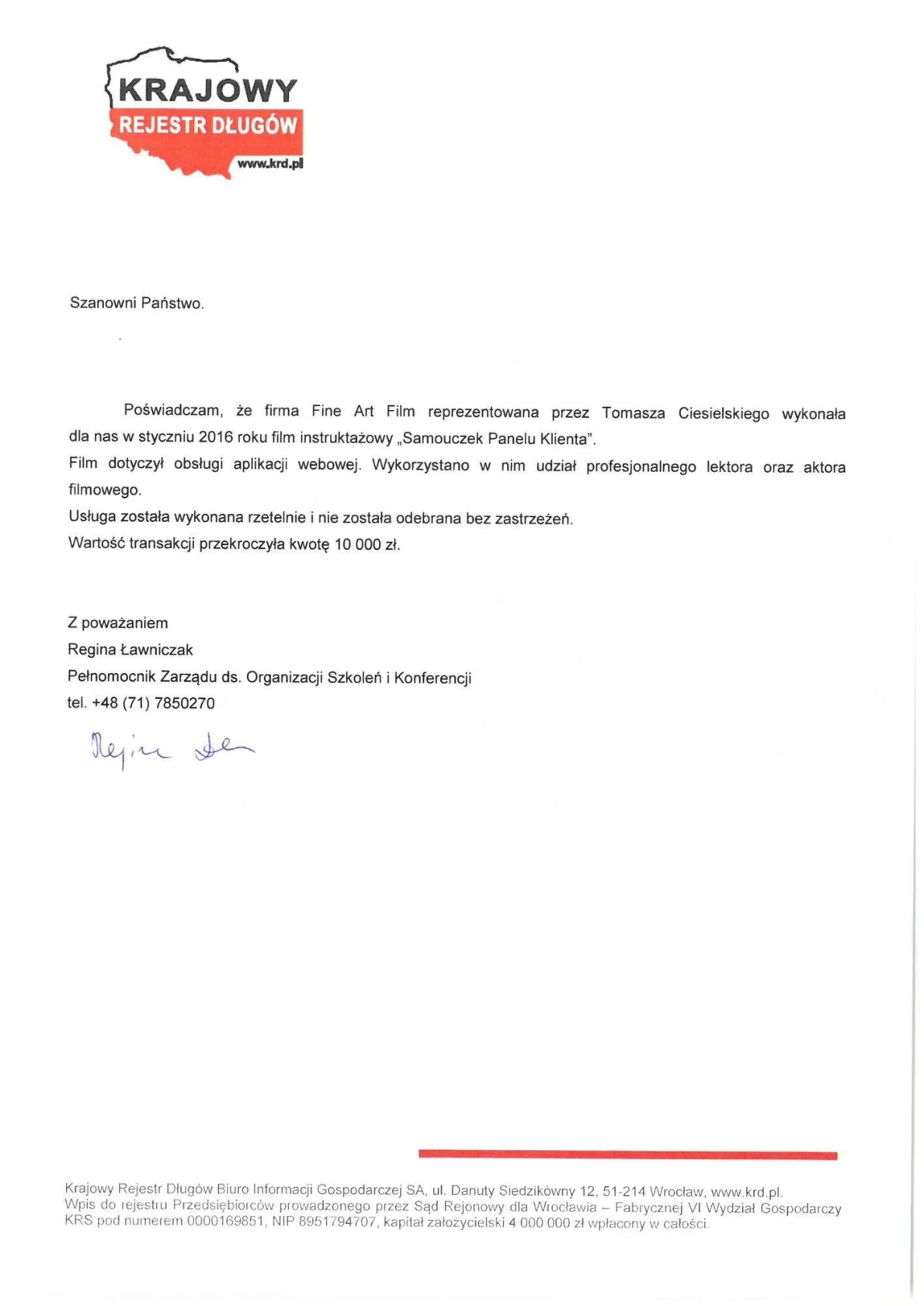 Referencje Krajowy Rejestr Dlugow 01