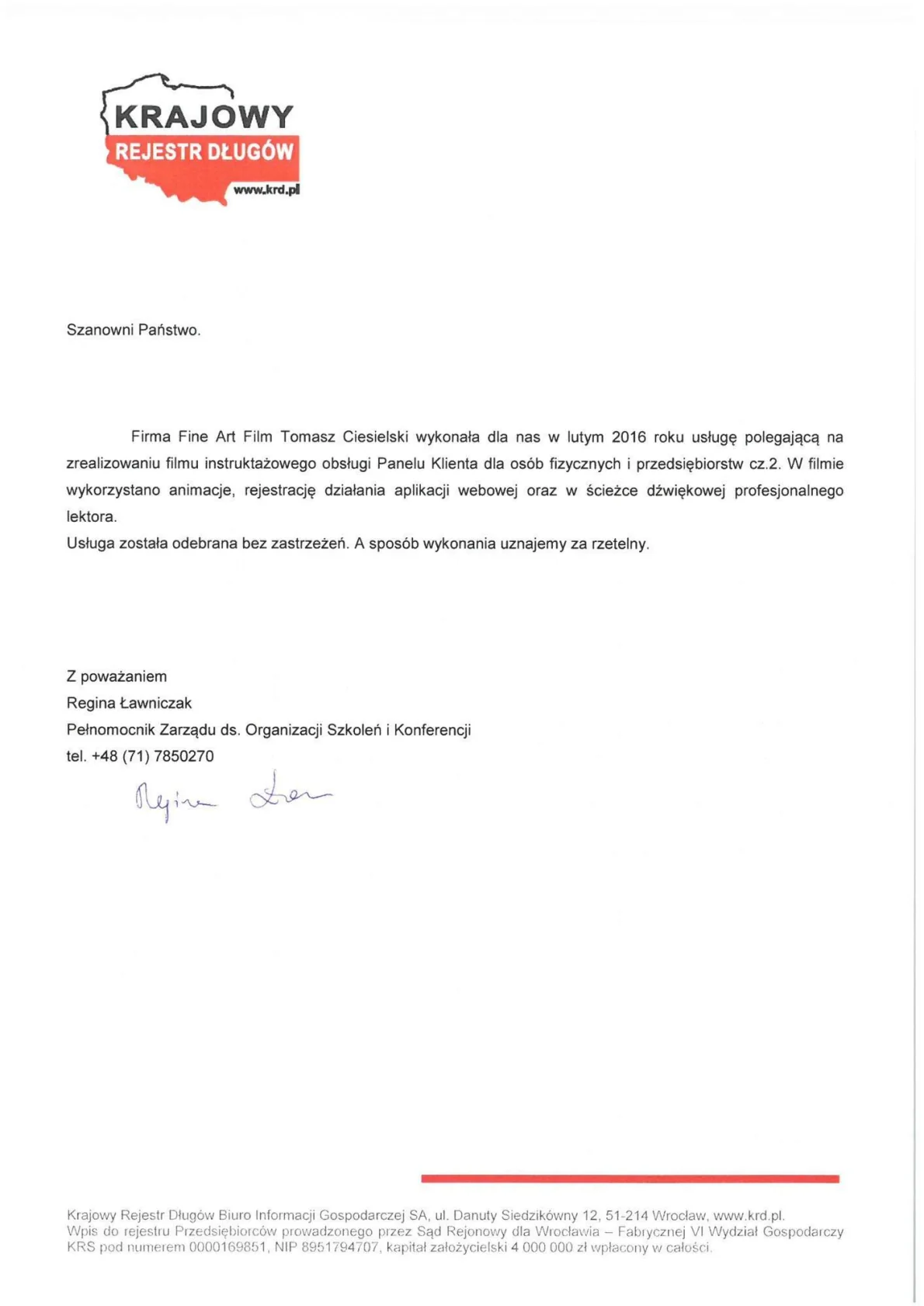 Referencje Krajowy Rejestr Dlugow 02