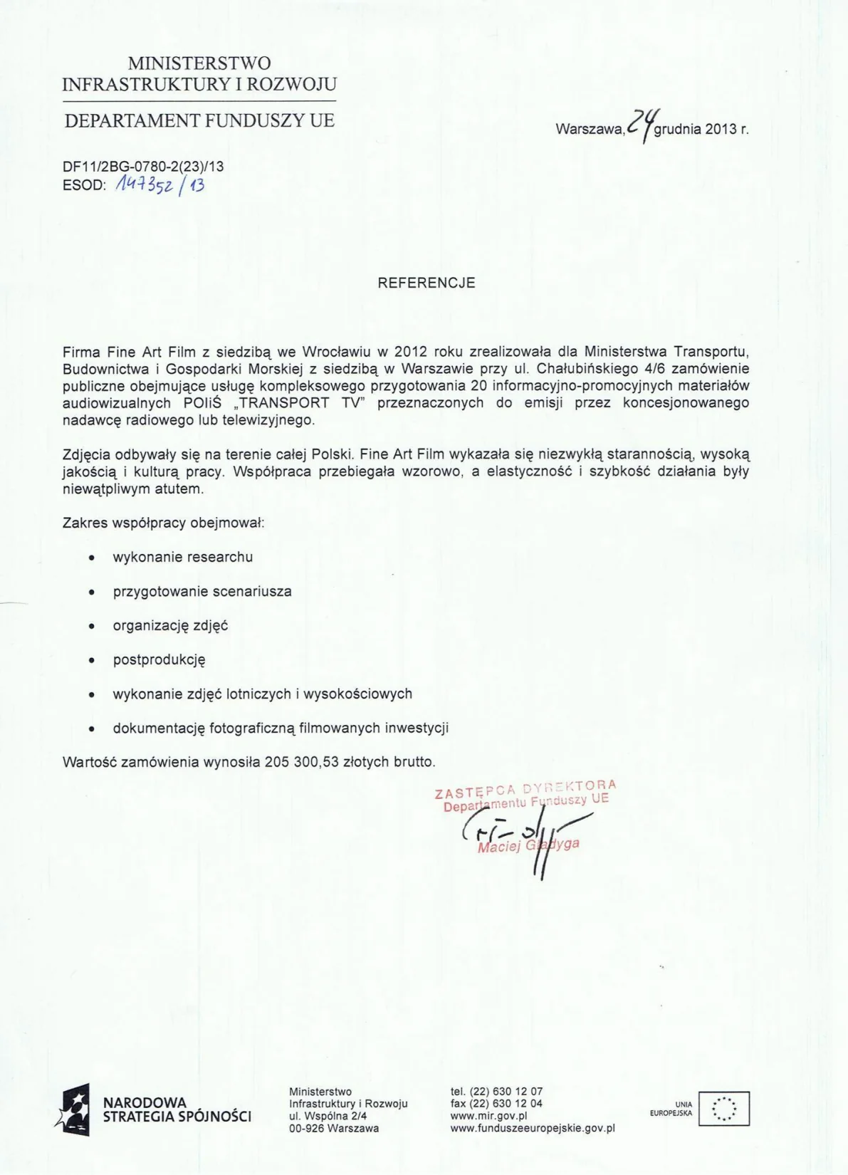 Referencje Ministerstwo Transportu 01