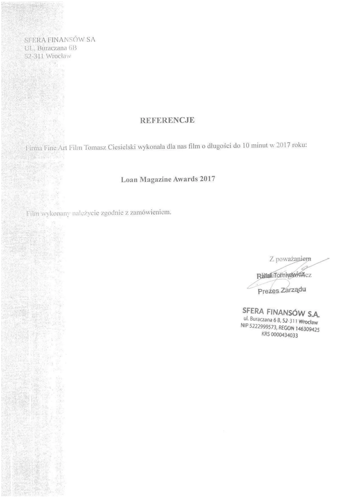 Referencje Sfera Finansow 01