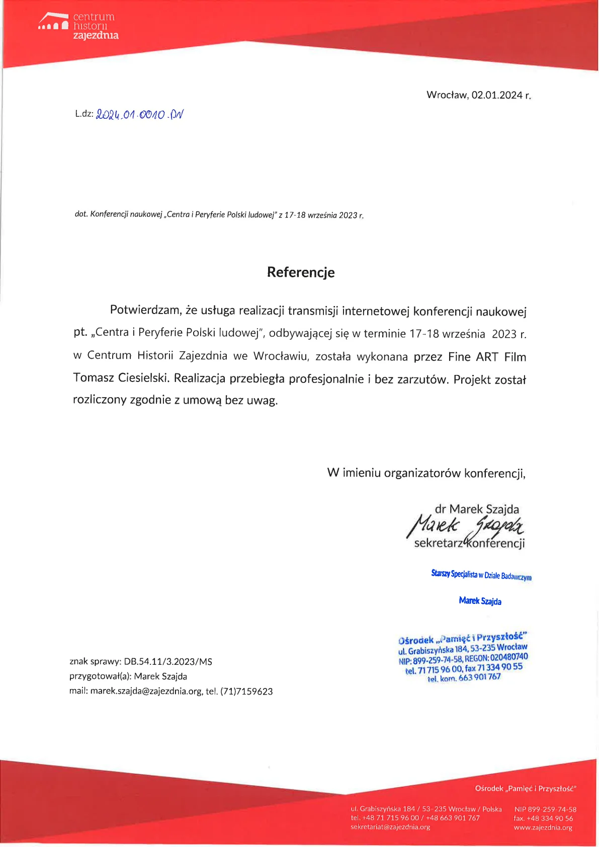 Referencje Centrum Historii Zajezdnia
